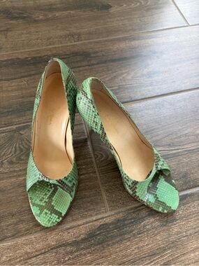 Cole Haan Green Snake-Print Pumps